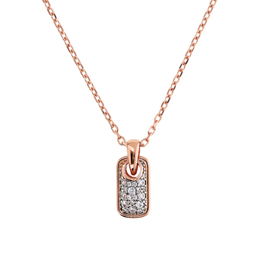 Forzatina Chain Necklace with Pavé Rectangular Element in Cubic Zirconia