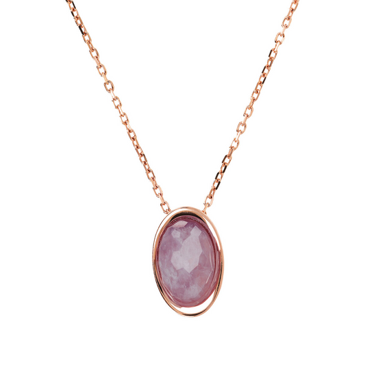 Forzatina Chain Necklace with Oval Natural Stone Pendant