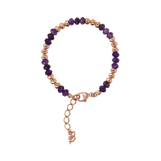 Bracelet with Faceted Natural Stones and Golden Rosé Rondelle