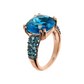 Cocktail Ring with Square Prism Gem and Pavé