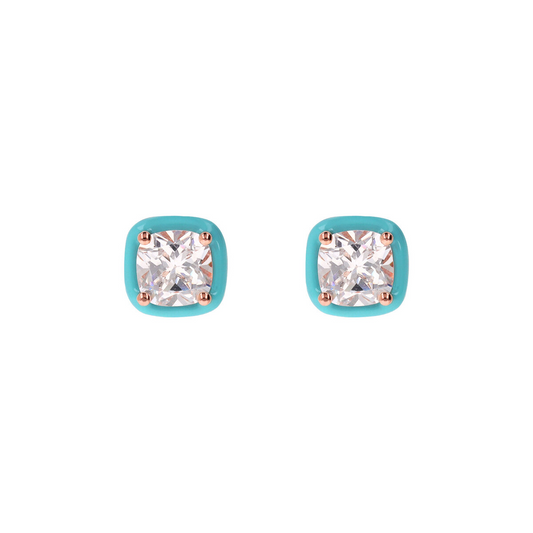 Enamelled Stud Earrings with Nano Square Crystal