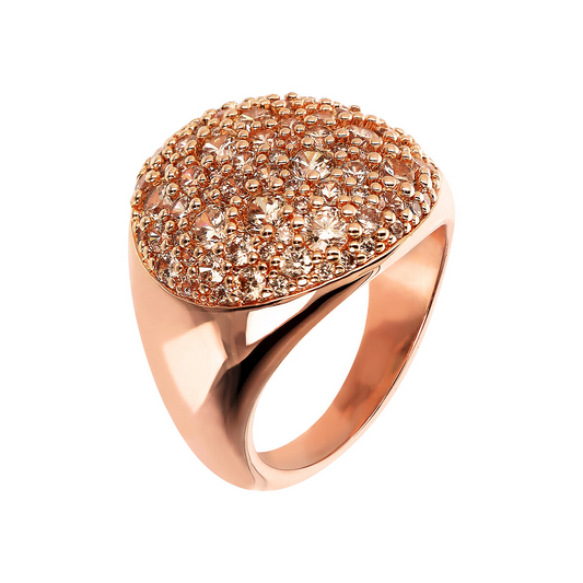 Chevalier Ring with Round Pavé in Cubic Zirconia