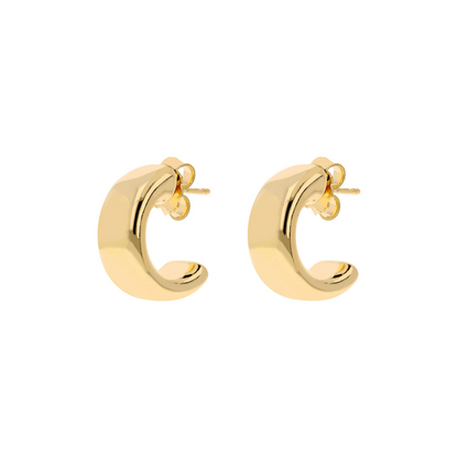Golden Semicircle Lobe Earrings