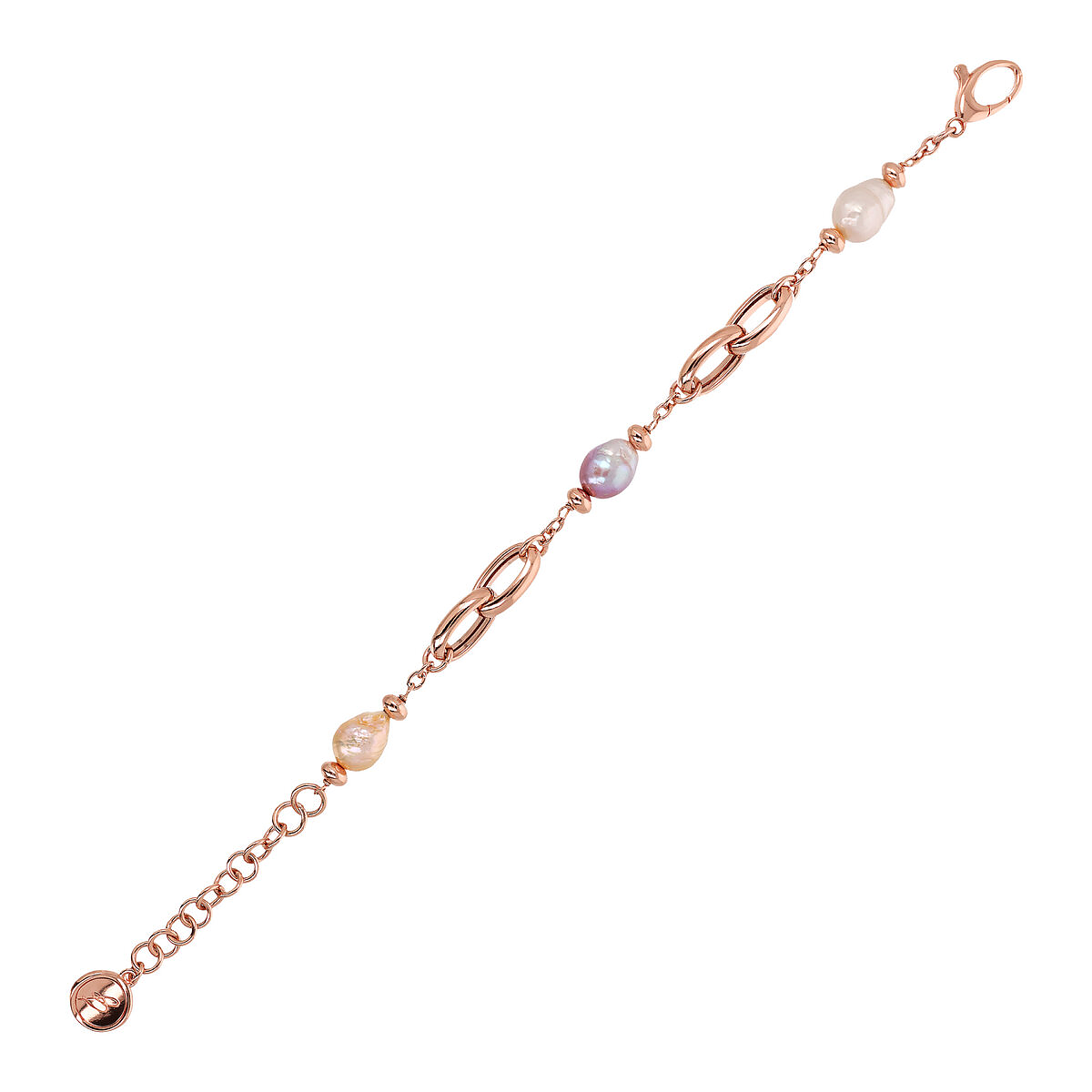 Bracelet with Braided Links and Multicolor Freshwater Baroque Pearls Ø 9/11 mm