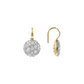 Golden Pendant Earrings with Round Pavé in Cubic Zirconia