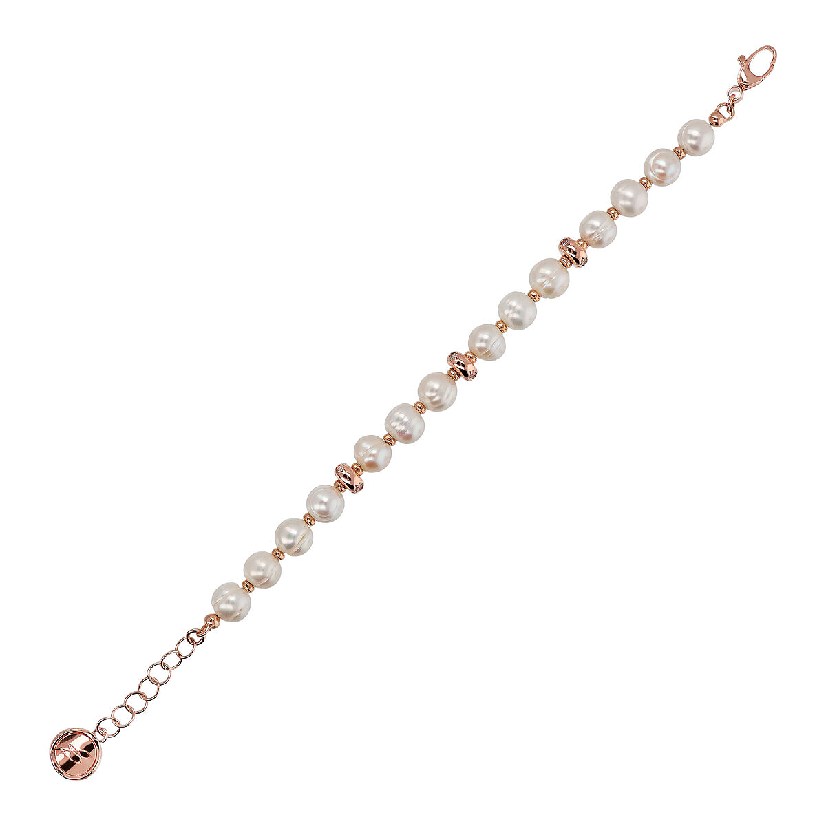 Bracelet with Etoile Rondelle and White Freshwater Circled Pearls Ø 8.5/9.5 mm