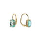 Golden Pendant Earrings with Prism Gem in Mosaic Cut