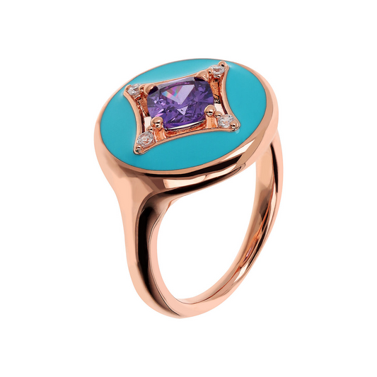 Enamelled Étoile Cocktail Ring with Cubic Zirconia Light Point
