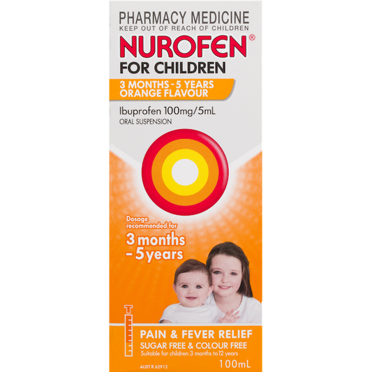 Nurofen For Children 3 Months - 5 Years Ibuprofen 100mg/5mL Orange 100mL (Limit ONE per Order)