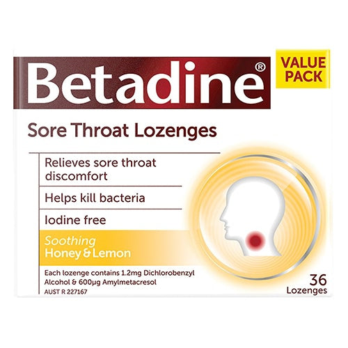 Betadine  Sore Throat Lozenges 36 Lozenges