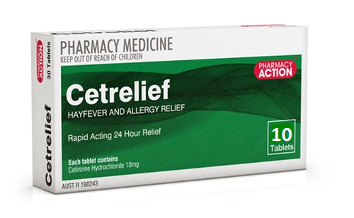 10x Cetrelief (Generic Zyrtec) Cetirizine Hydrochloride 10gm