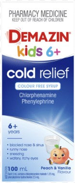 Demazin Kids 6+ Cold Relief Colour Free Syrup 100mL