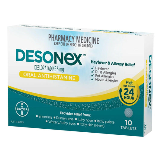 Desonex Hayfever and Allergy Relief 10 Tablets (EXP. 08/06/2024)