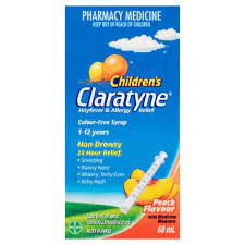 Children's Claratyne Allergy & Hayfever Relief Syrup Peach Flavour 60mL