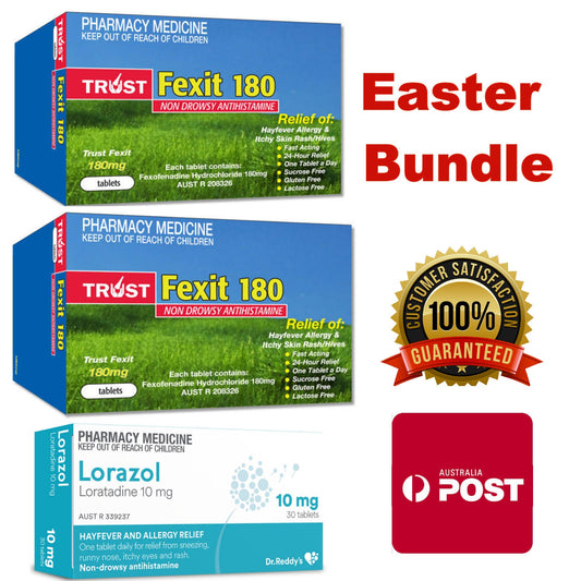 200x Trust Fexit 180mg (Fexofenadine Hydrochloride) + 30x Loratadine 10mg (EASTER BUNDLE)