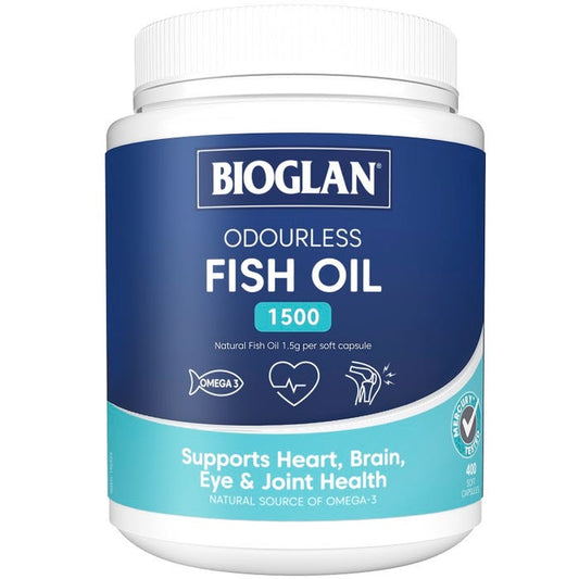 Bioglan Odourless Fish Oil 1500mg 400 Soft Capsules (Expiry 03/2024)