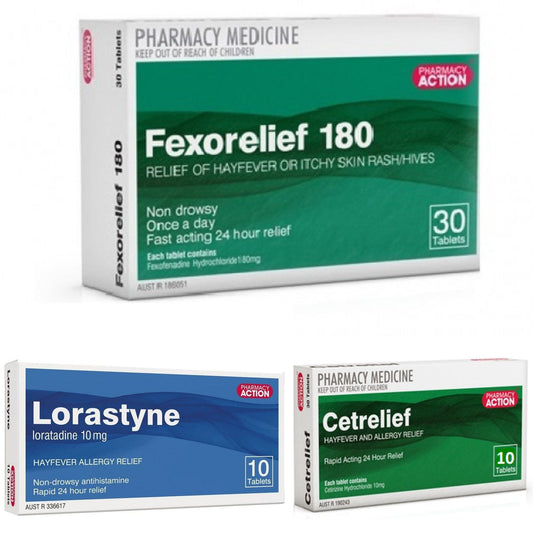 30x Fexorelief 180mg + 10x Lorastyne 10mg + 10x Cetrelief 10mg