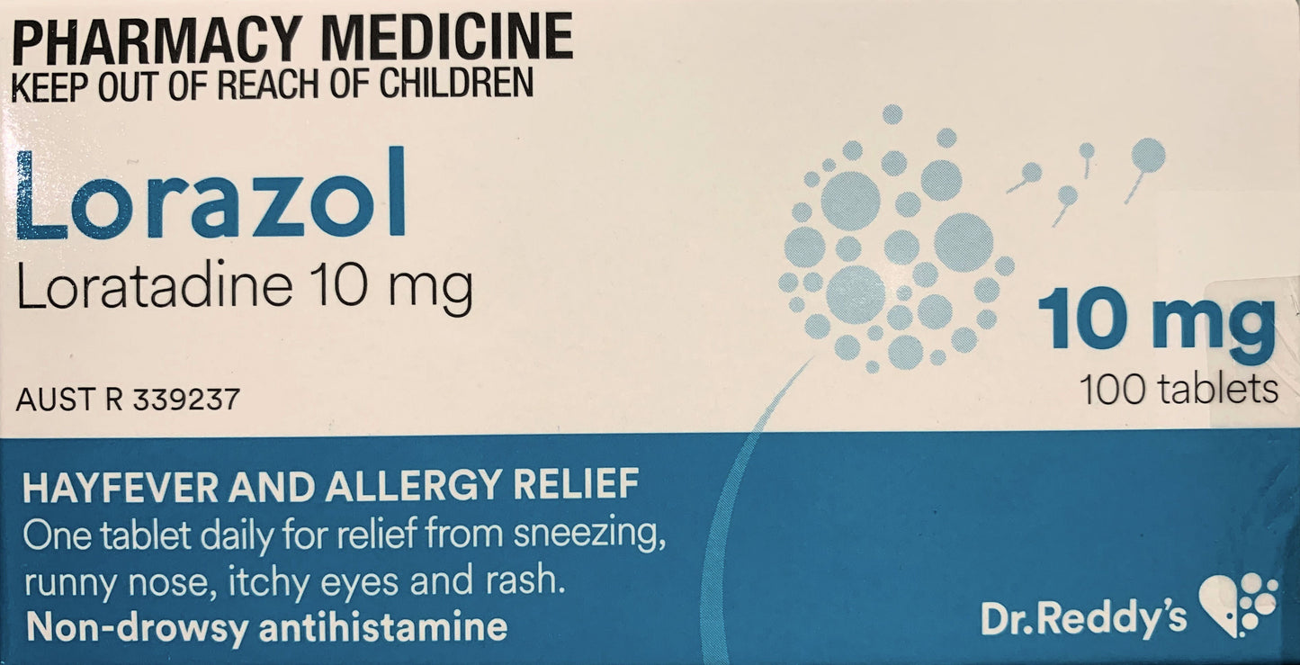 200x Lorazol - Loratadine 10mg Dr Reddys (Generic Claratyne Alternate)