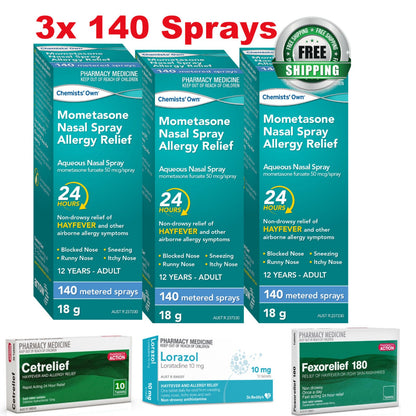 3x 140 Dose Mometasone Spray + Bonus Hayfever Trio