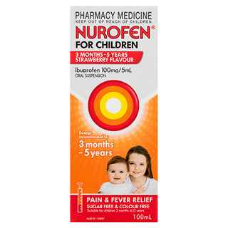 Nurofen For Children 3 Months To 5 Years Strawberry Flavour 100ml EXP 30/06/2024