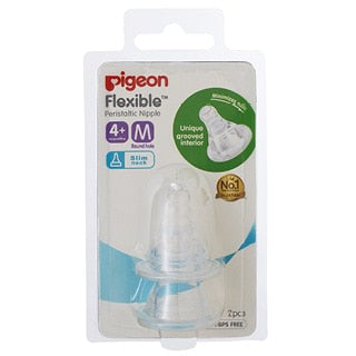 Pigeon Peristaltic Slim Neck Soft Silicone Medium Teat 4m+ 2pcs
