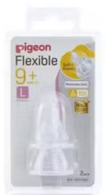 Pigeon Flexible Peristaltic Nipple Slim Neck Teat L Flow 9+ months 2 Pack