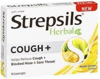 Strepsils Herbal Cough Lozenges Honey Lemon 16 Pack