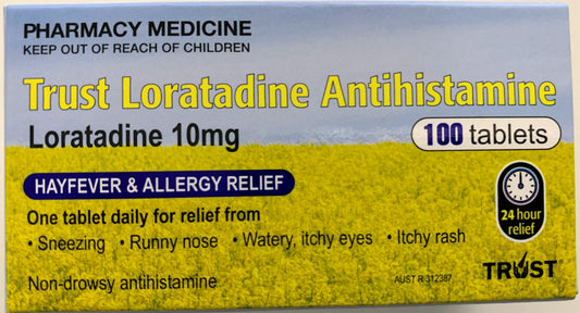 100 x Trust Loratadine, 10mg (GENERIC CLARATYNE ALTERNATE 10MG)