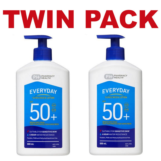 2 x 500ml Pharmacy Health Sunscreen Lotion SPF 50+